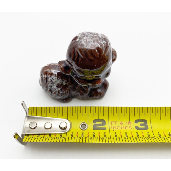 Vintage Redware Puppy Dog Figurines Hand Painted Big Eyes Figural Japan Set of 2 - Picture 9 of 9